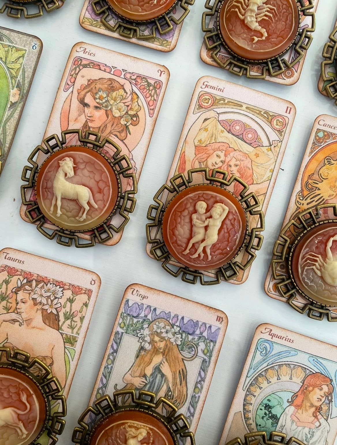Savannah Hoffman Designs Artisan Jewelry - Wholesale Lapel Pin/Button - Vintage Zodiac Cameo Pins-Fashion/Gift/Metaphysical/Museum1