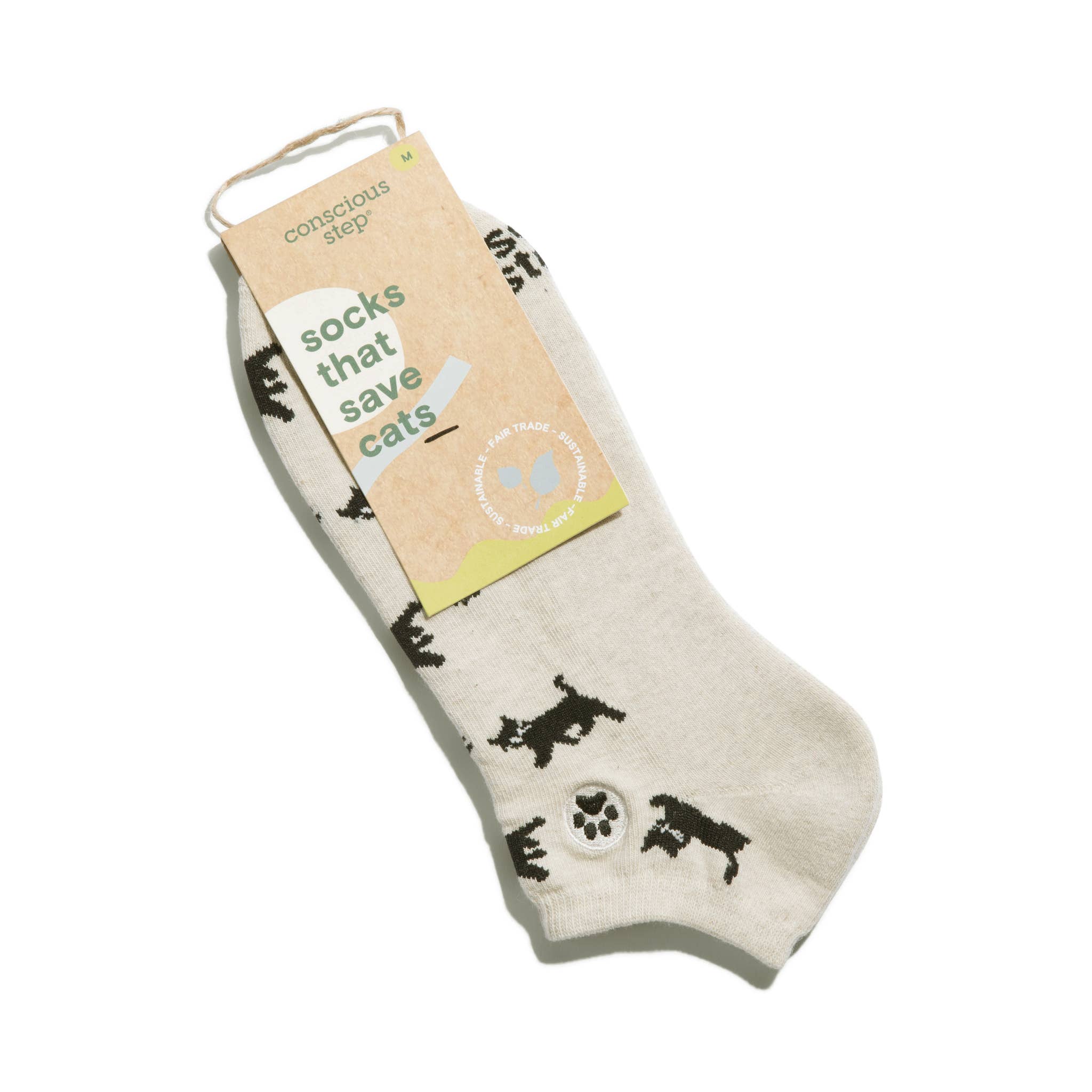 Conscious Step - Wholesale Socks - Unisex - Ankle Socks that Save Cats (Beige Cats)1