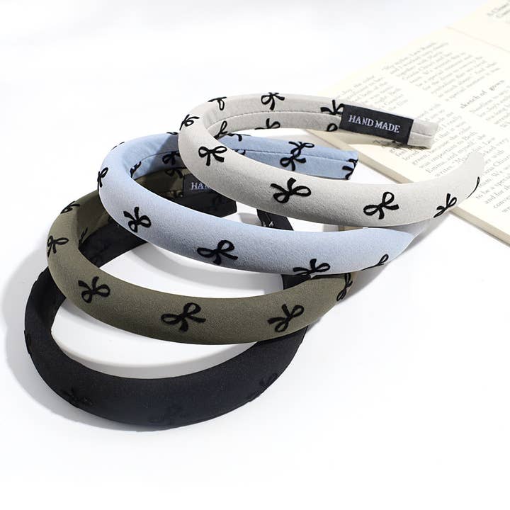 ACCITY - Wholesale Fashion Headband - Women's - SIMPLE SOLID COLOR BOW PRINT HEADBAND_CWAHA2245