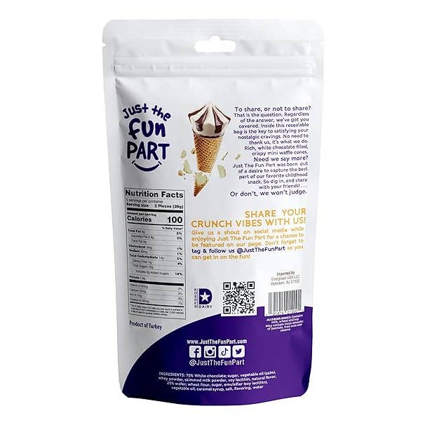 Just the Fun Part - Wholesale Chocolate - Just The Fun Part - White Chocolate Mini Waffle Cones 4.23oz1