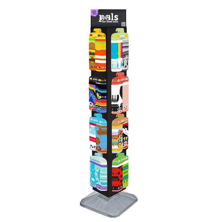 Pals Socks - Wholesale Retailer Display - Kids & Baby - KID SIZE Pals Pre-Filled Rotating Retail Floor Display