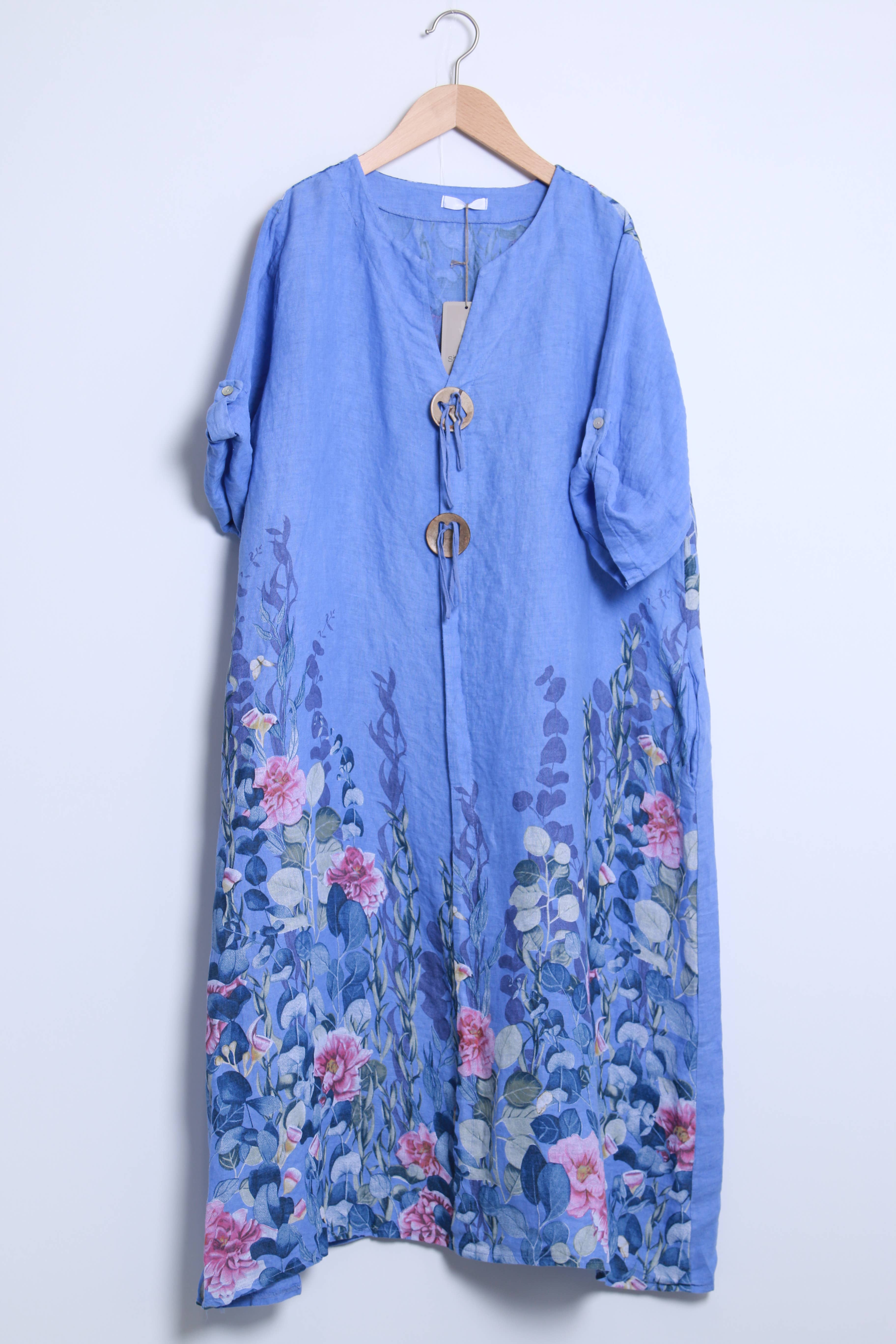 Shyloh - Vente Robe – femme - Robe en lin à imprimé fleuri et 2 boutons 1495522