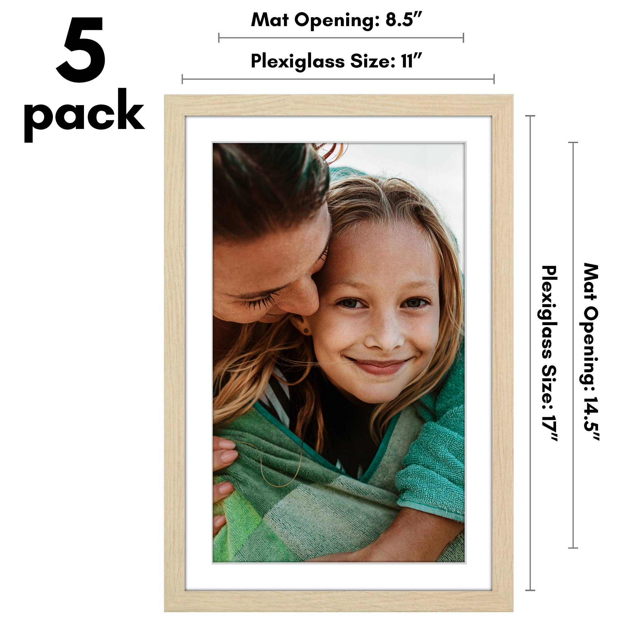 Americanflat - Wholesale Picture Frame - Americanflat 5 Pack Picture Frames With Mat Plexiglass Cover25