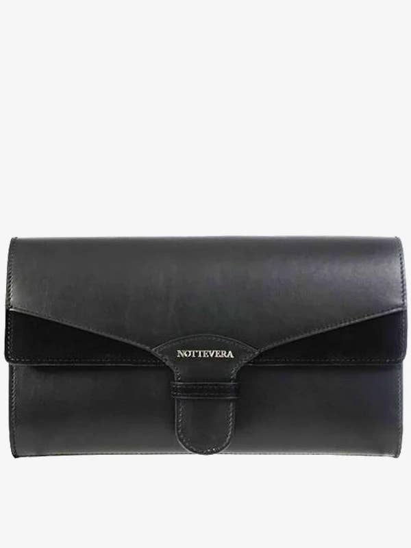 SOFIA BLACK LEATHER CLUTCH for wholesale by NOTTEVERA