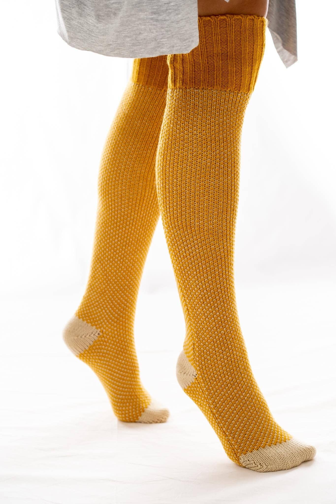 Three Bird Nest - Wholesale Socks - Women's - Cozy Cabin Lounge Socks - Mustard2