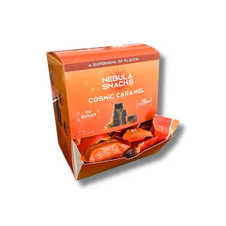 Cosmic Caramel Chocolate Bites (Individual Feeder) for wholesale by Nebula Snacks