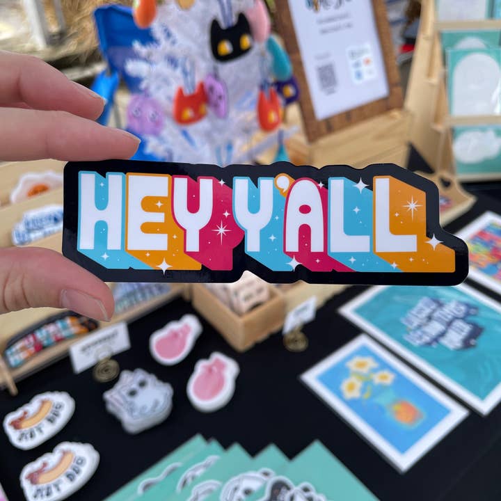 Hey Y'all Glossy Sticker for wholesale by BBall Y'all