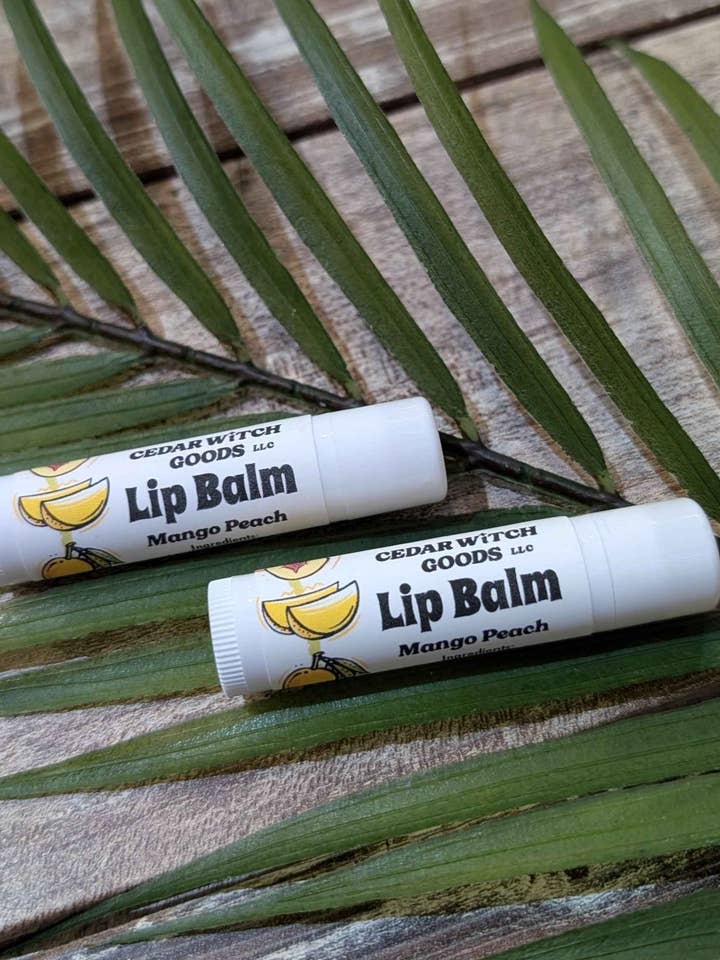 Mango Peach Lip Balm for wholesale by Cedar Witch Goods