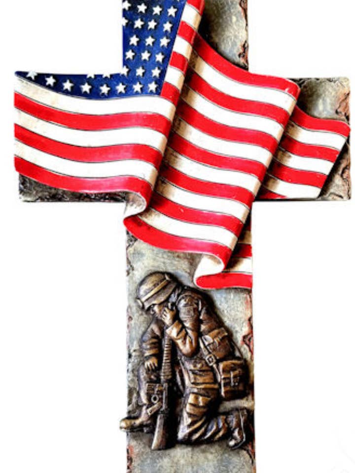 US Flag Praying Solider Cross for wholesale by Broads Market