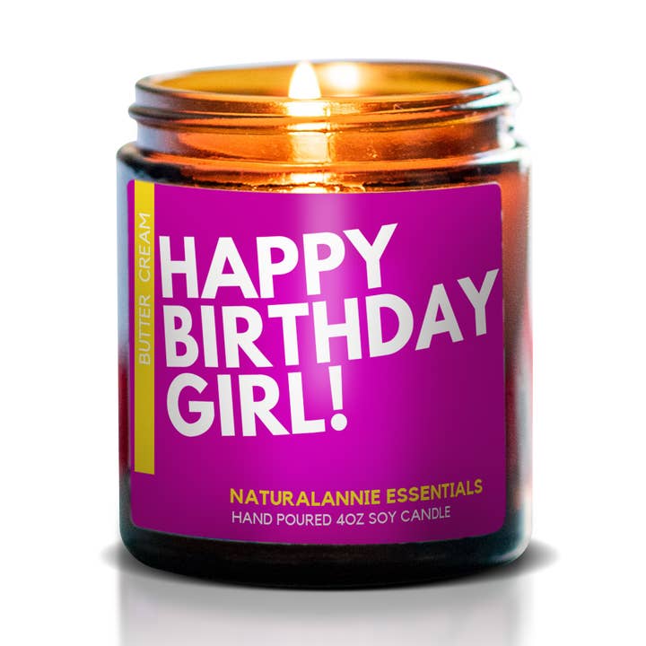 Happy Birthday Girl! Soy Candle- 4oz for wholesale by NaturalAnnie Essentials