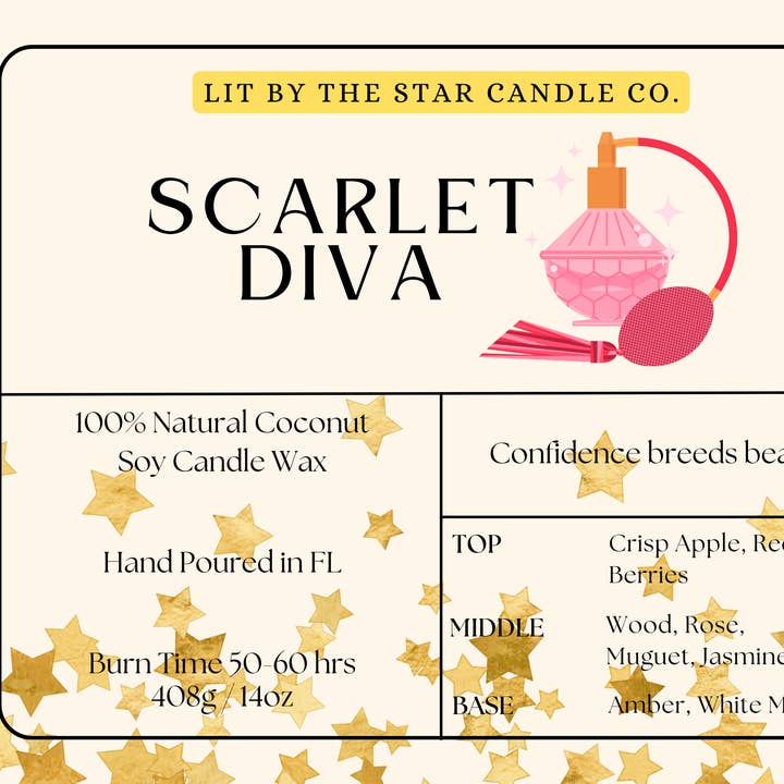 Scarlet Diva - Matte Black Glass Coconut Soy Candle for wholesale by Lit By The Star Candle Co.