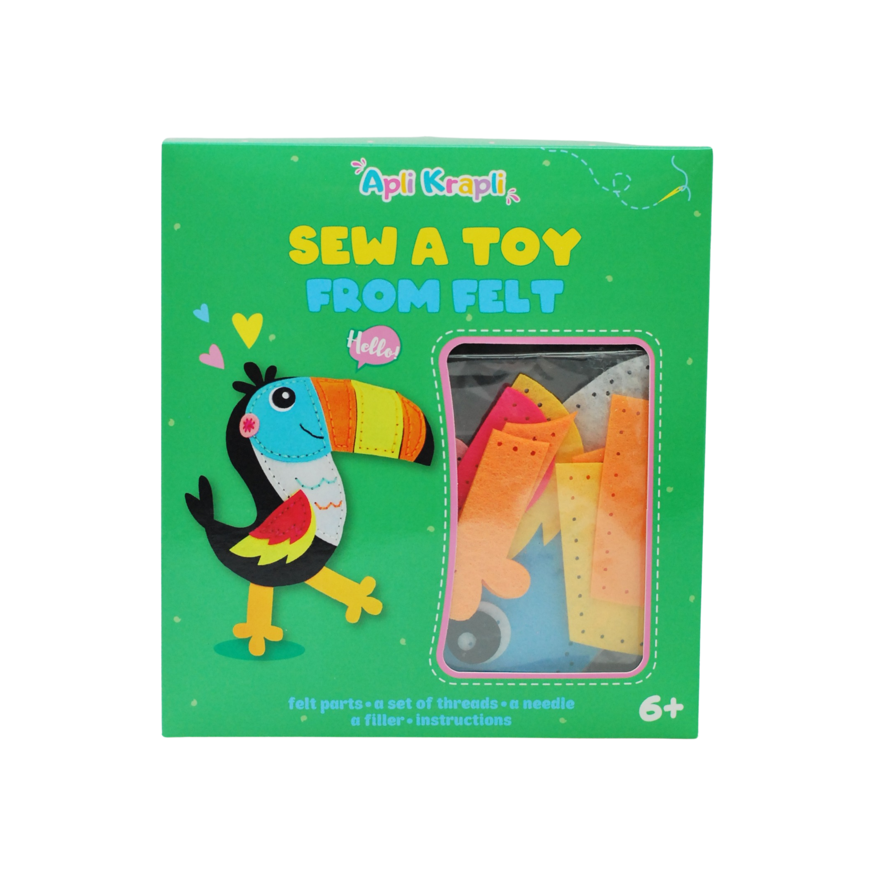Fainotoys - Vente Kits de couture - APLI Krapli — Jouet en feutre : Toucan — Âges 6+5