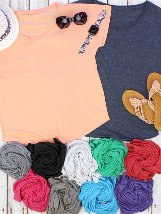 ShopTrendsNow - Wholesale T-Shirt - Women's - Colorful Short Sleeved Dolman Tops | 11 Colors