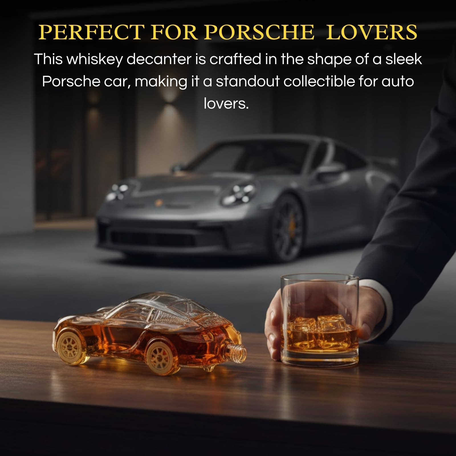 The Wine Savant /  Khen Glassware - Wholesale Decanter - Car Whiskey Decanter 8.5oz, Nascr Porsche Coupe Sports1