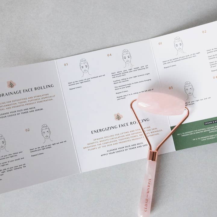 Cedar and Myrrh - Vente Rouleau beauté/visage - Rouleau Visage Quartz Rose2