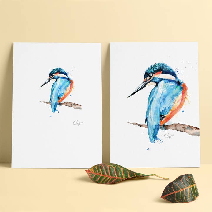 Kate Moby - Wholesale Art Print - Inky Kingfisher Luxury Giclee Unframed Print1