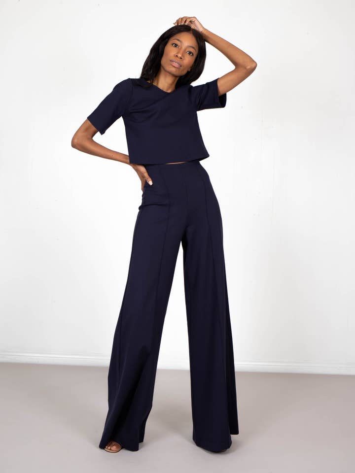 Ripley Rader - Wholesale Knit Top - Women's - Navy Ponte Knit Short Sleeve Tee3