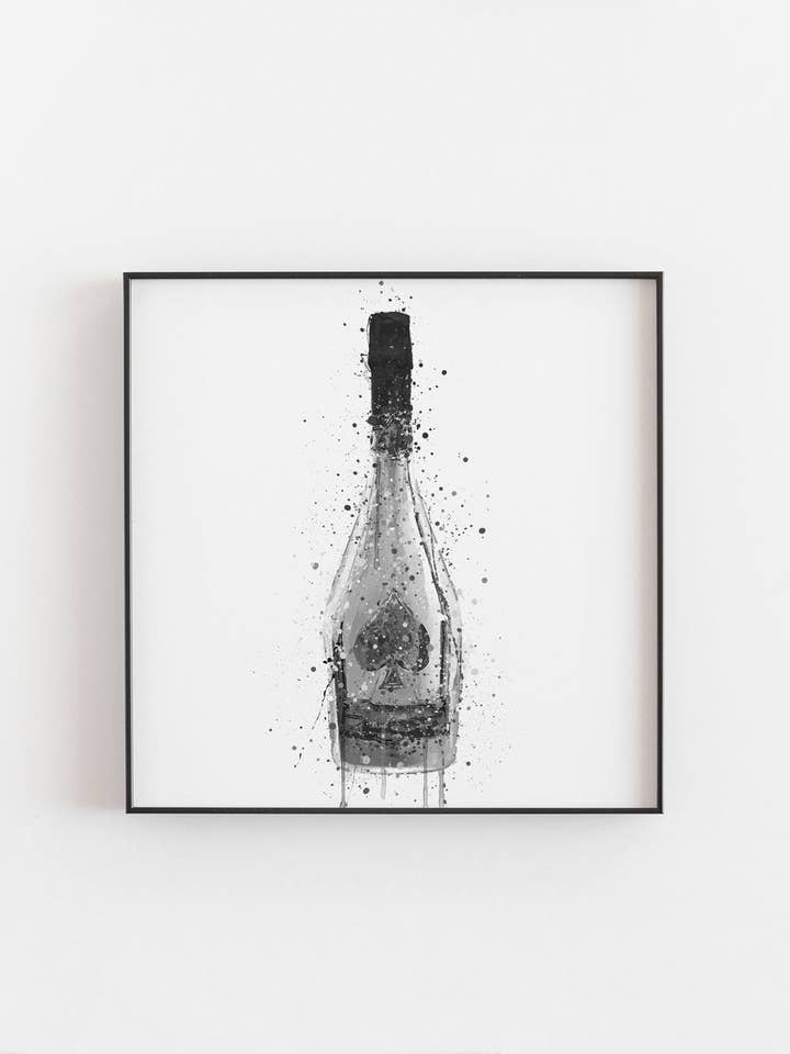 Champagne Bottle Wall Art Print 'Titanium' for wholesale by We Love Prints
