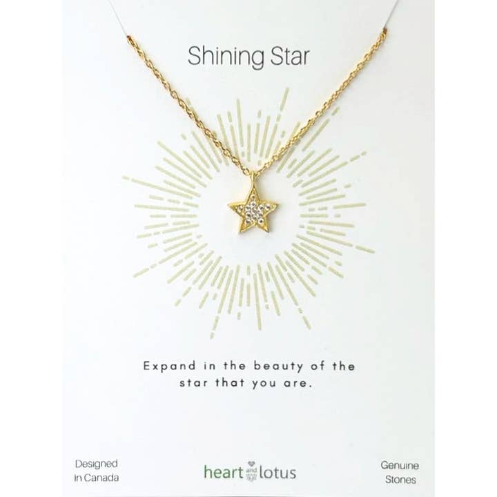 Heart and Lotus Sterling Silver Jewelry - Wholesale Pendant/Charm Necklace - Shining Star Necklace in Cubic Zirconia + Gold1