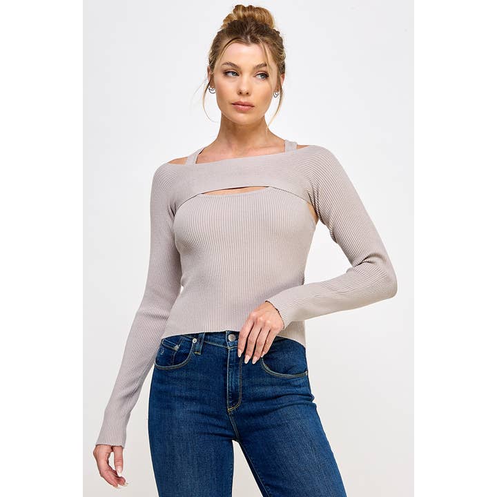 Rib Layover Sleeve and Tank Set for wholesale by Allie Rose