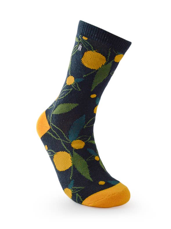 Tangerine on Dark Green Unisex Socks Size 7-12 for wholesale by Urban Drawer
