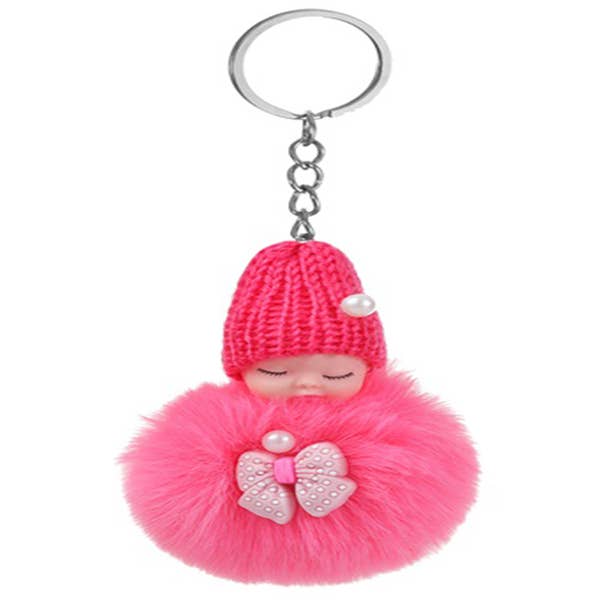 Candy Color Mini Bear Keychain Fur Pompom Key Chains Fluffy Bags Decor  Pendant