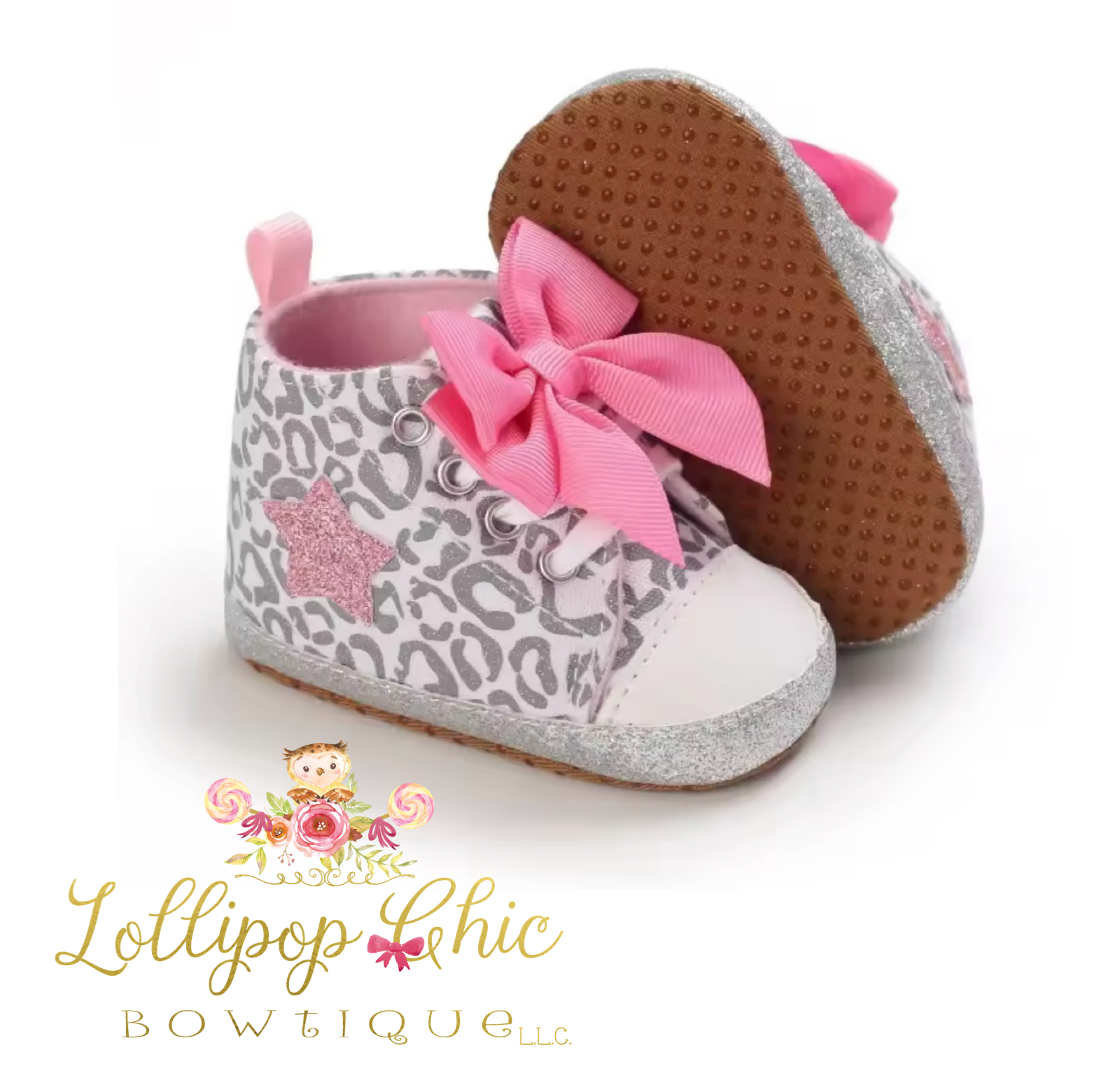 Lollipop Chic Bowtique LLC - Vente Chaussures de berceau – bébé - Baskets à Nœud pour Bébé Fille Premiers Pas Chaussures de Berceau3