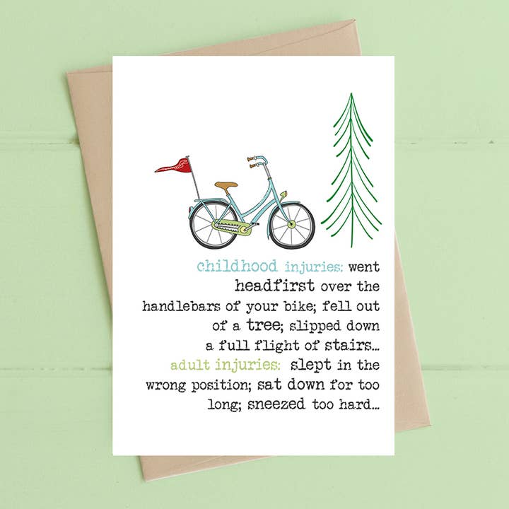 Barndomsskador vs Vuxenskador - Gratulationskort för wholesale av Dandelion Stationery