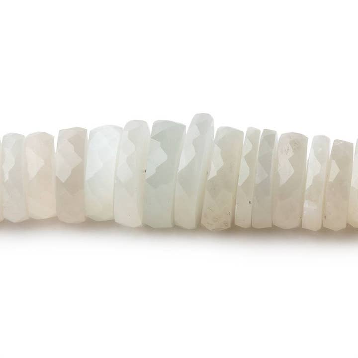 Beads of Cambay - Wholesale Beads - 5-12mm Creamy White Moonstone Faceted Heshi Beads 16 inch 150 pieces