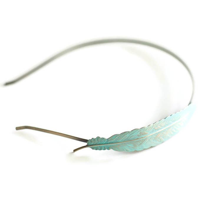 Gleeful Peacock - Wholesale Fashion Headband - Women's - Feather Quill Headband0