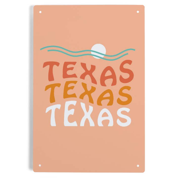 ARTE INSEGNA METALLICA Texas, Tipografia Costiera, Carattere Ondulato per la vendita all'ingrosso da parte di Lantern Press