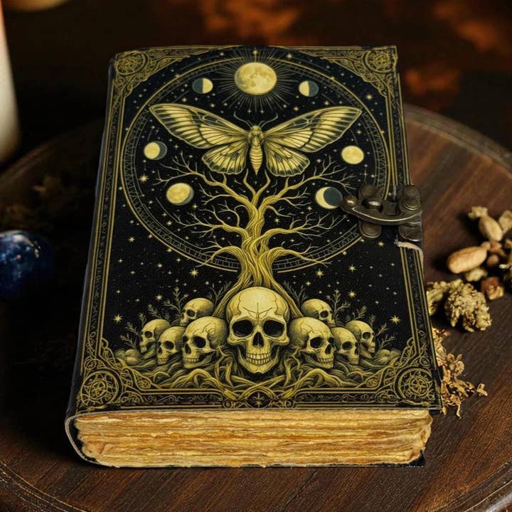 Luna Moth Grimoire Journal – Handmade Spell Book of Shadows for wholesale by MNM HANDICRAFTS