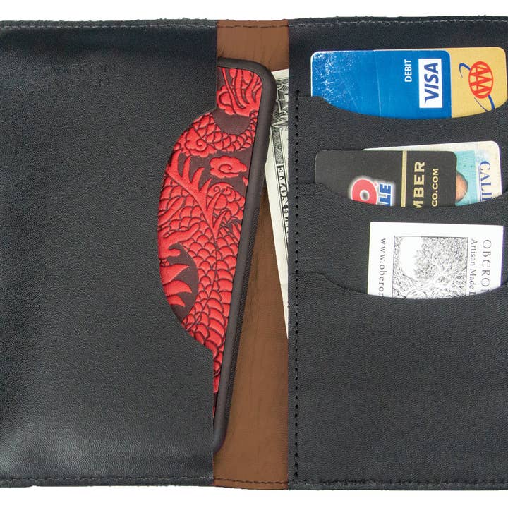 Oberon Design - Vente Étui portefeuille pour téléphone – unisexe - Grand portefeuille en cuir pour smartphone - Roof of Heaven4