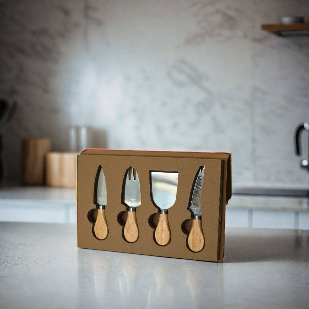 Creative Gifts International Inc. - Vente Couteaux à fromage - Set de 4 couteaux à fromage avec manches en bois2