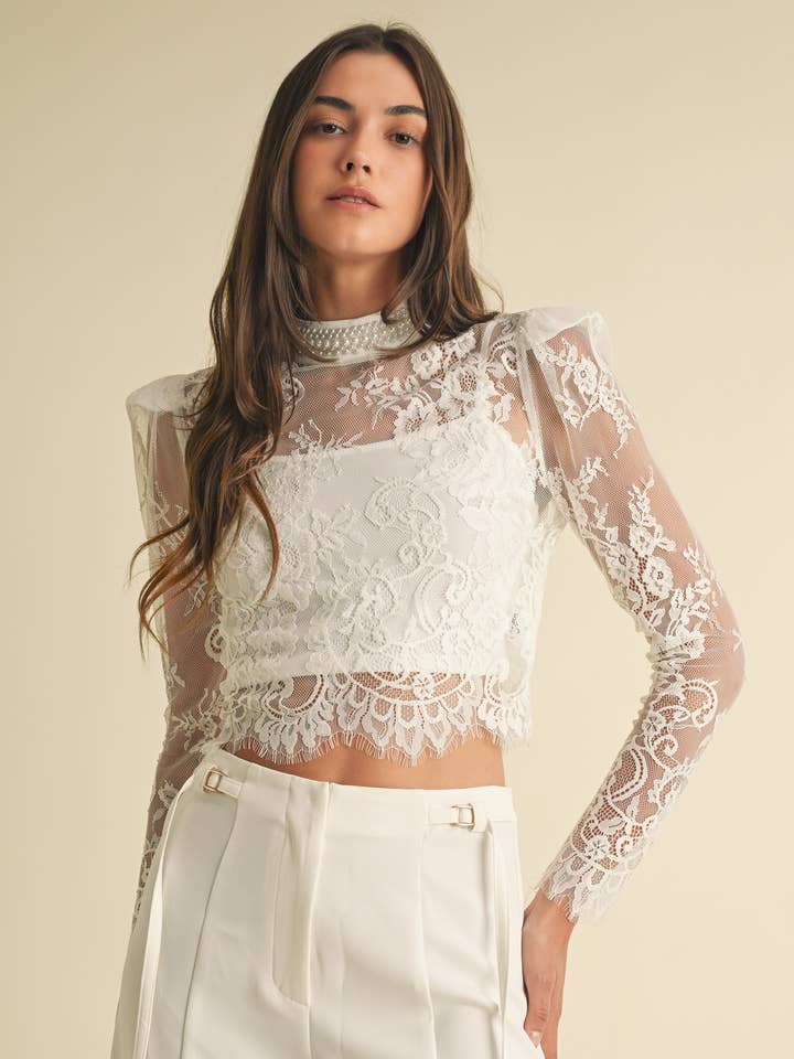 Romantisk spets Långärmad bluströja för wholesale av EB LUXE