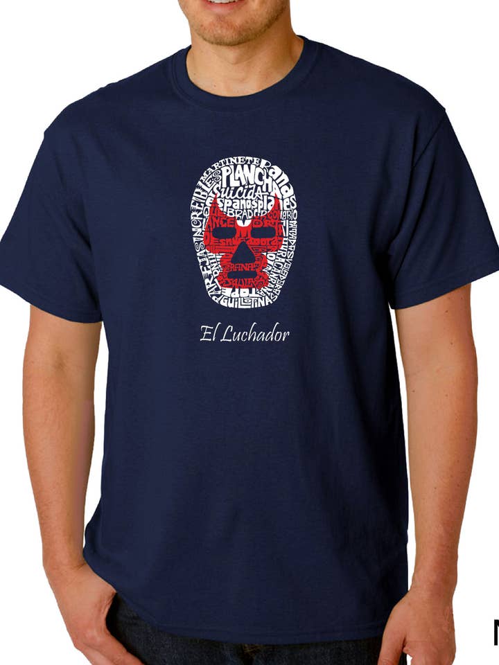 LA Pop Art - Wholesale Screen Printed T-Shirt - Men's - LA Pop Art Men's Word Art T-shirt - MEXICAN WRESTLING MASK1