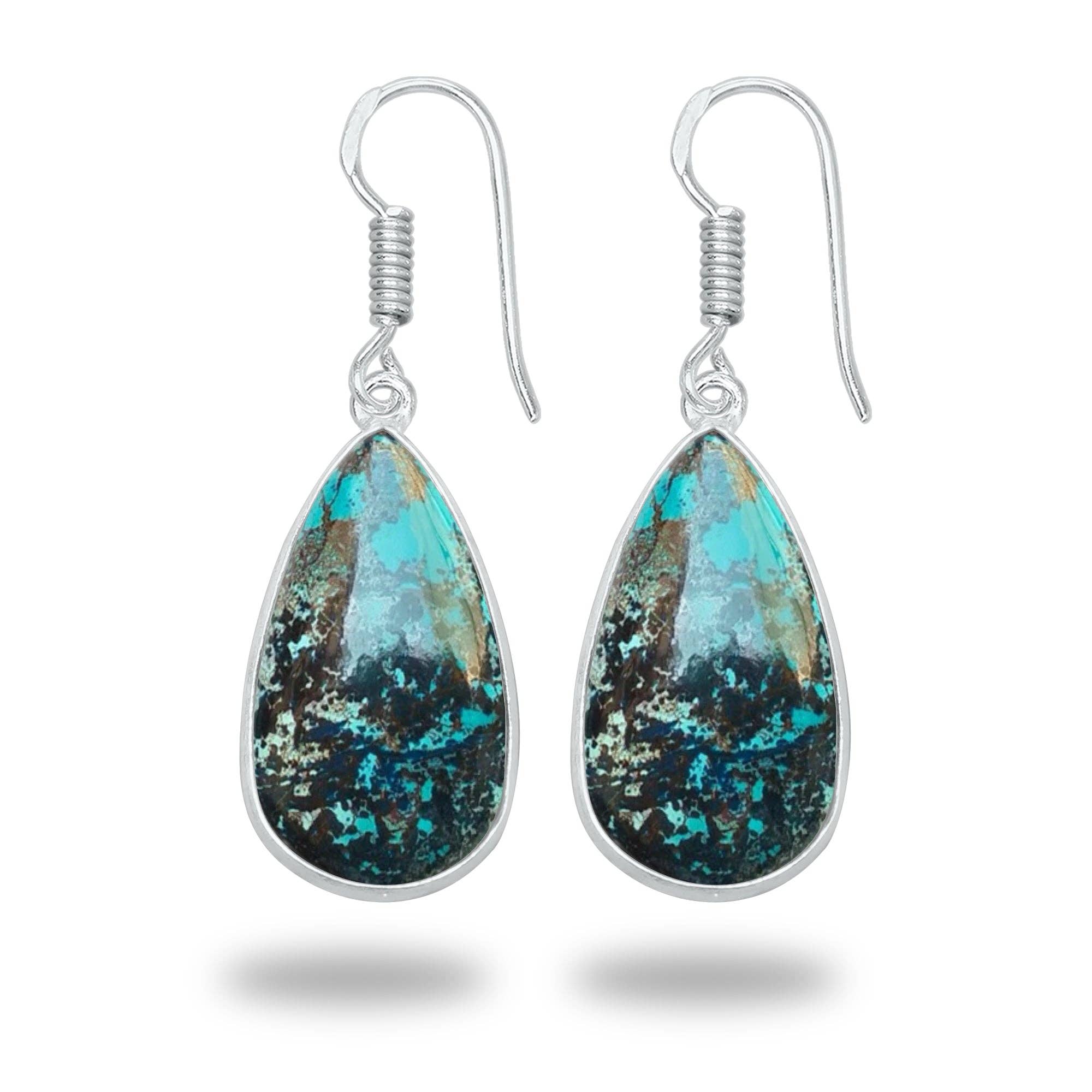 Handmade Jewels – wholesale Dangle earrings – Azurite Earrings – Silver-Plated Bezel, Artisan | Made to Order5