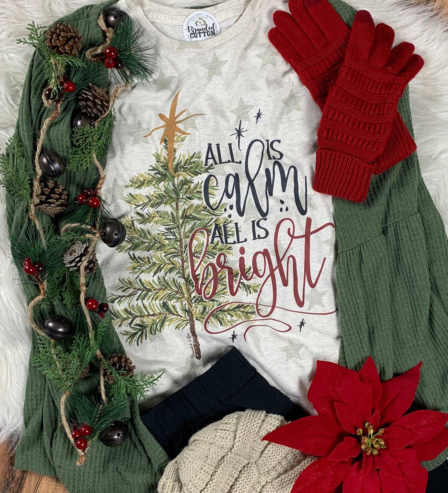 Branded Cotton - Vente T-shirt sérigraphié – femme - Tout est calme | Tout est lumineux1