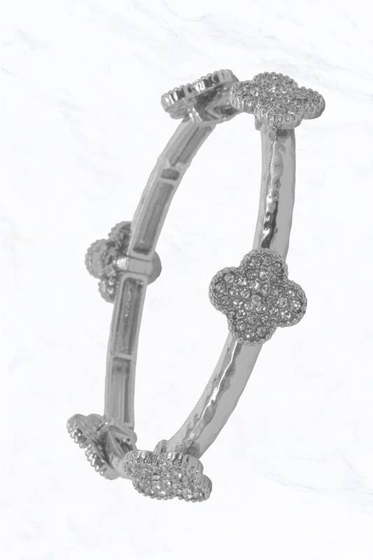 Suzie Q USA - Wholesale Bangle Bracelet - Gold Crystal Clover Bangle Bracelet1