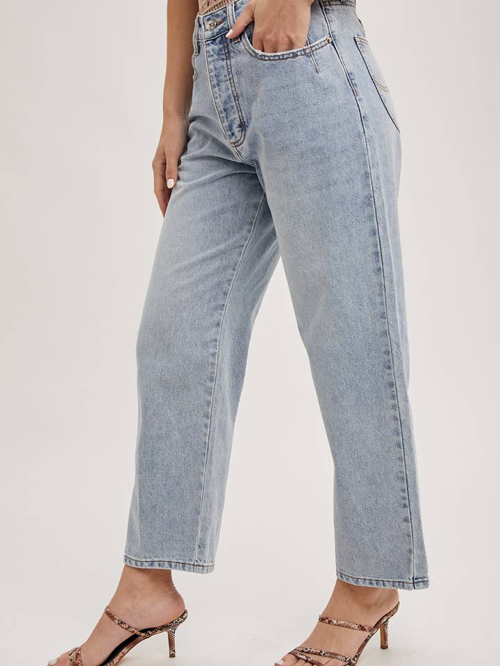 Bluivy - Wholesale Jeans - Women's - DENIM MID-RISE WIDE LEG CROPPED JEANS1