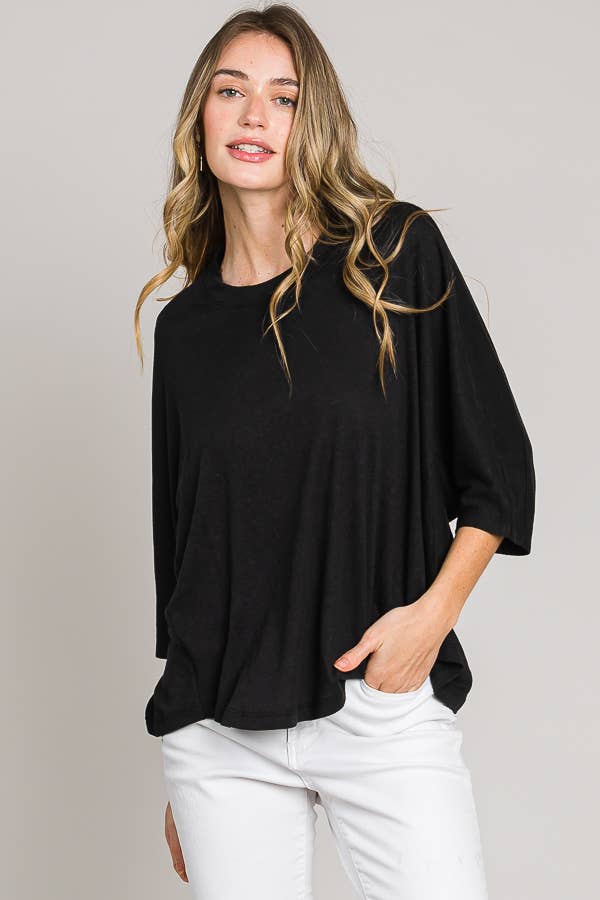 Cerule - Wholesale Knit Top - Women's - Elbow sleeve oversize cocoon knit top9