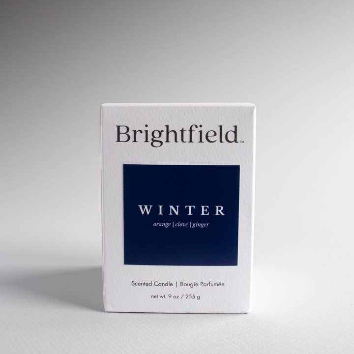 Brightfield - Wholesale Jar/Filled Candle - Winter Non-Toxic Sustainable Coconut Soy Candle w/ Wood Wick