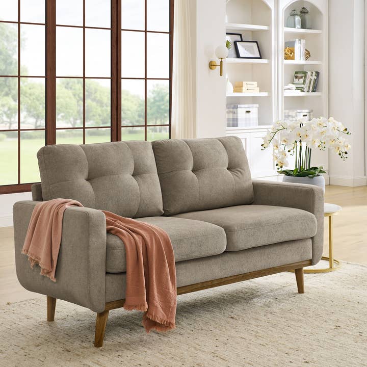 39F Inc. - Wholesale Sofa - 67.7in Mid-Century Tufted Loveseat Sofa with Wood Legs