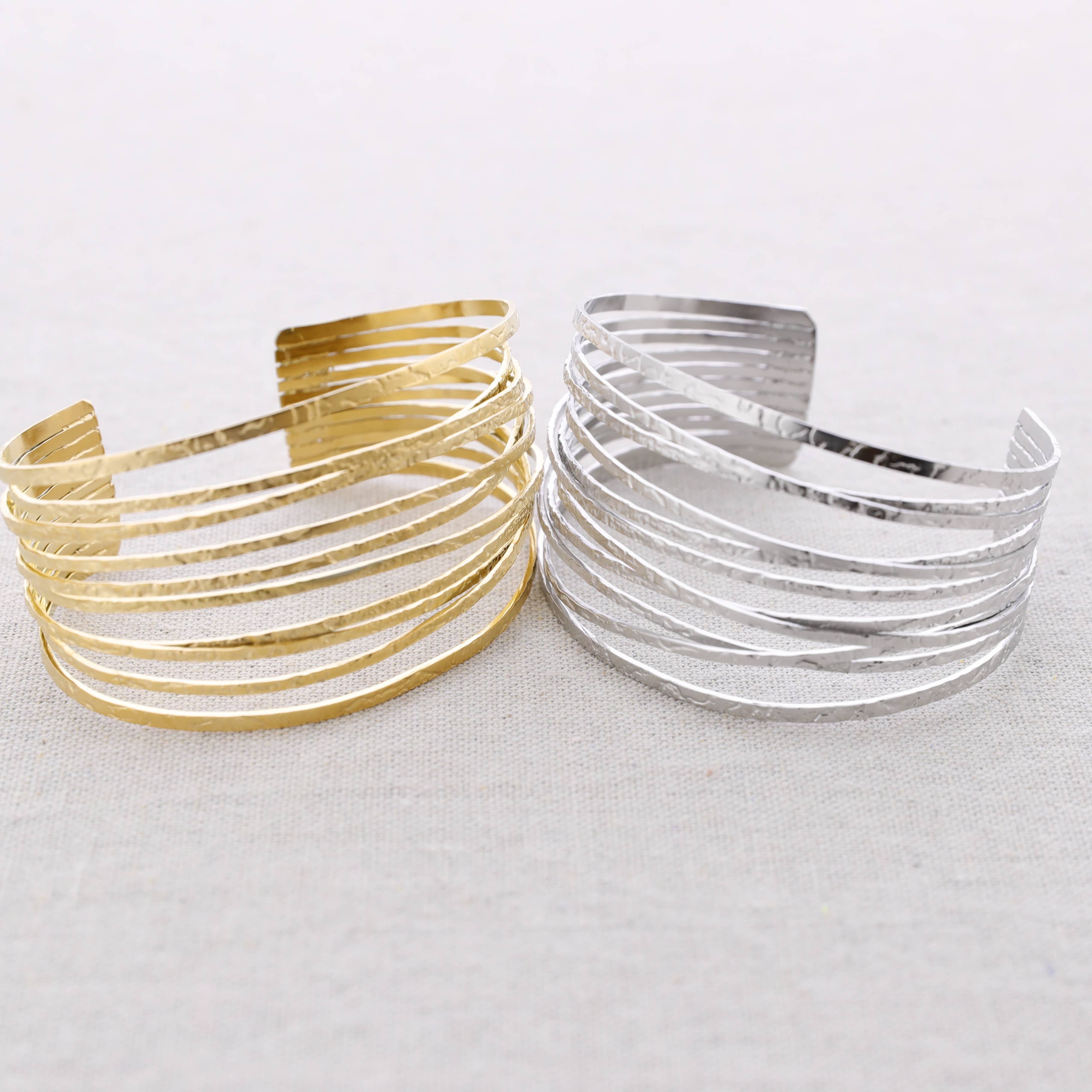 gold Multi Strip Steel Bracelet for wholesale on Faire2