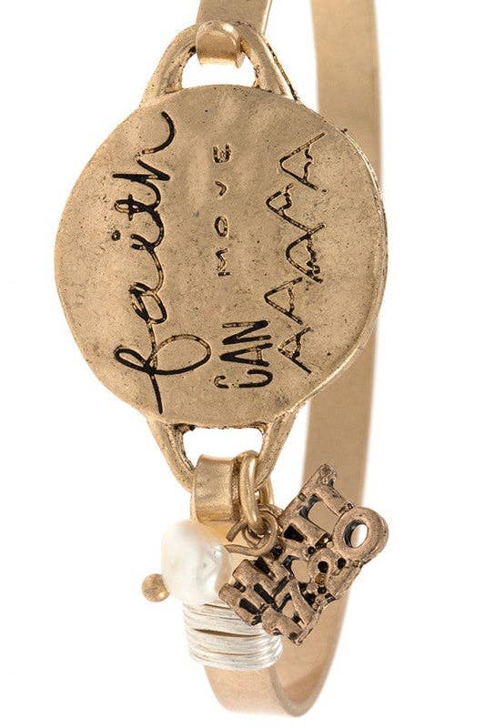 Worn Gold Positive Message Disk Bangle Bracelet for wholesale on Faire1