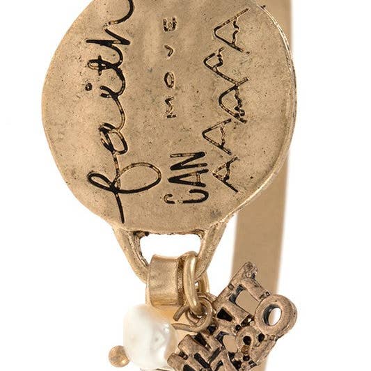 Worn Gold Positive Message Disk Bangle Bracelet for wholesale on Faire1