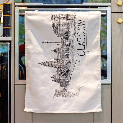Glasgow Skyline Tea Towel for wholesale by Christopher Walster