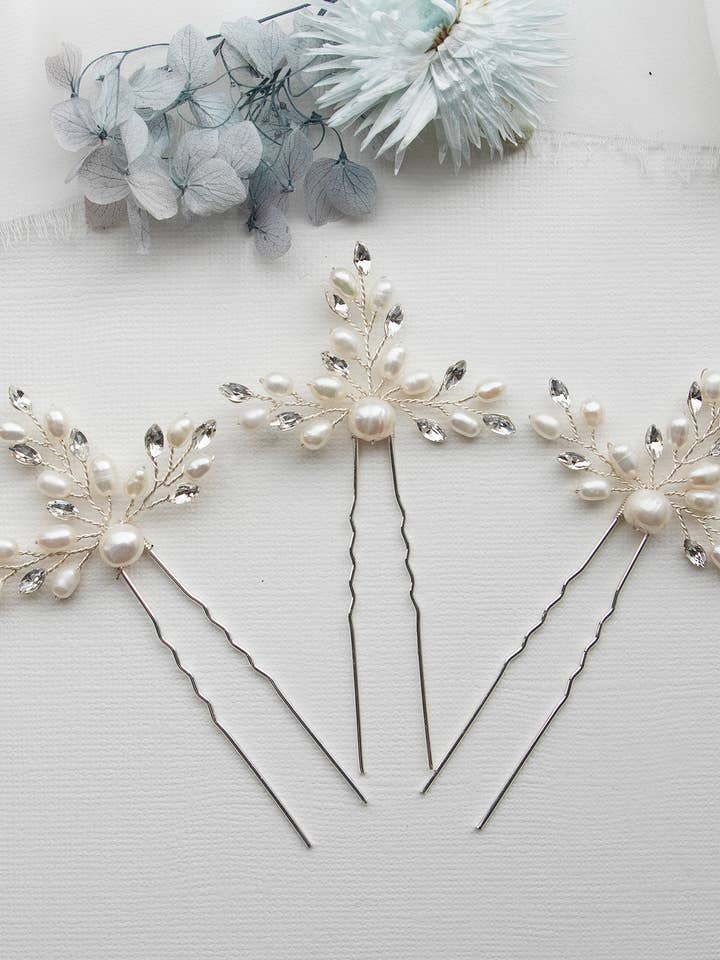 Set di 3 Fermagli per Capelli Aryana Pearl per la vendita all'ingrosso da parte di allureweddingjewelry