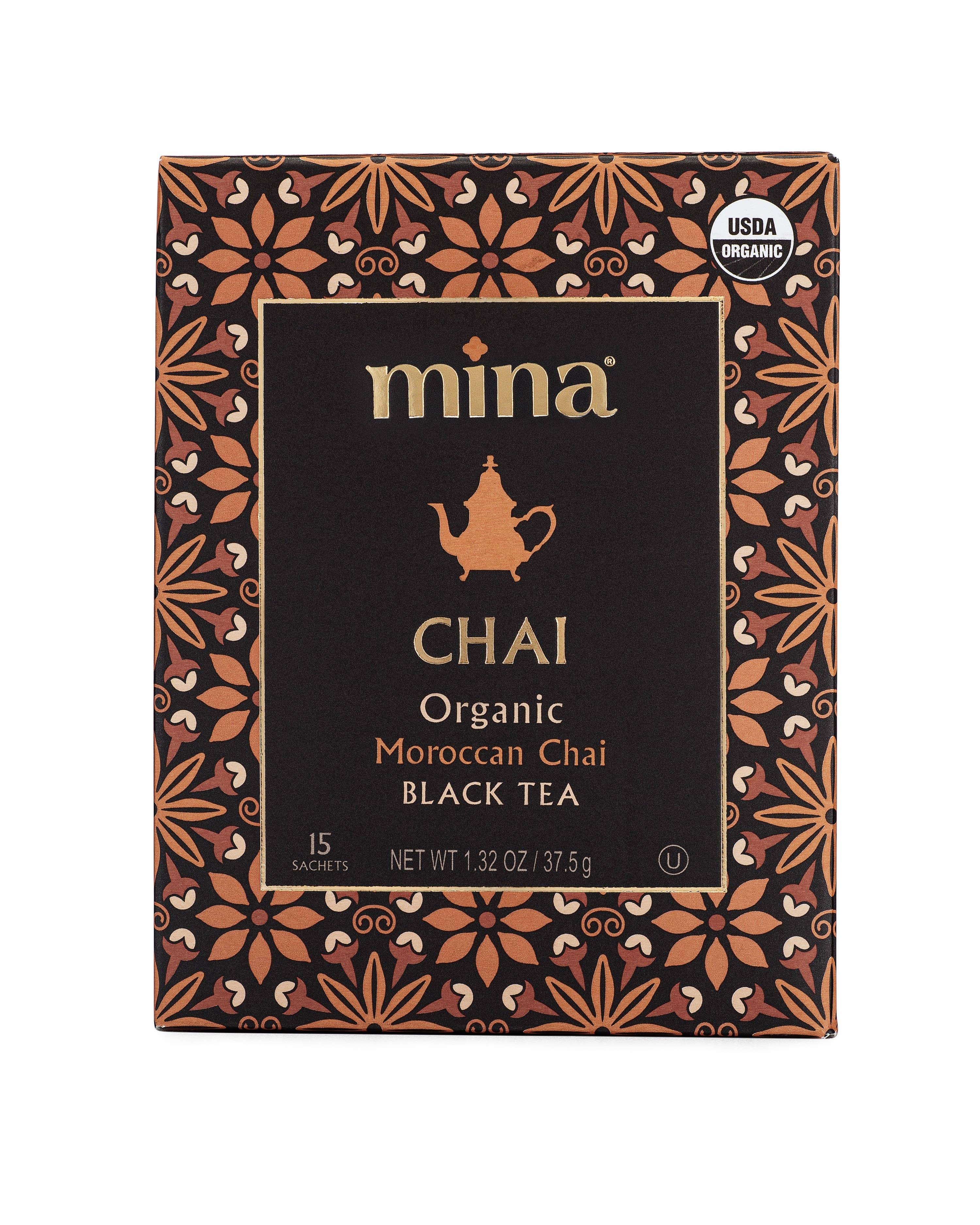 Mina - Vente Sachets de thé - Thé noir Chai marocain biologique Chai 15ct1