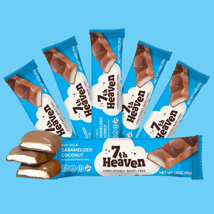 Vegan Oat Milk Chocolate Bar - Caramelized Coconut, Non-GMO for wholesale by 7th Heaven Chocolate